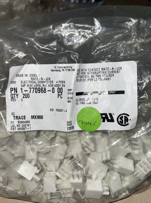 (200) TE CONNECTIVITY 1-770968-0 00 MATE-N-LOK ELEC CONNECTOR 4 POS