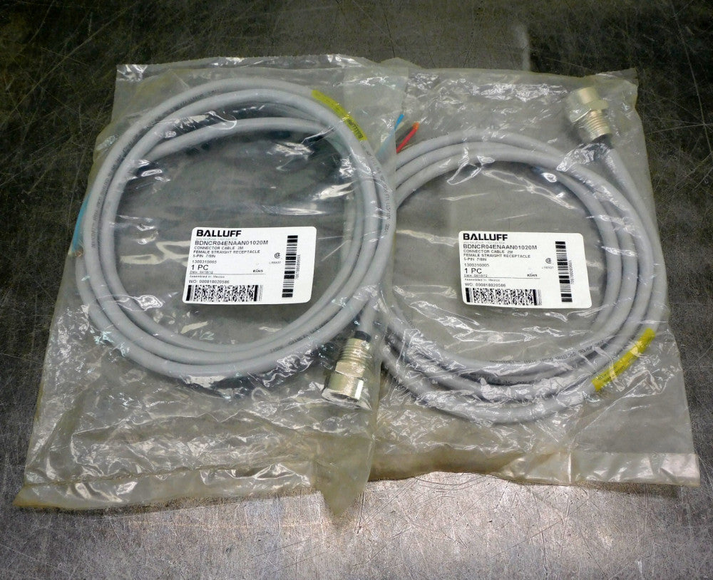 Balluff BDNCRO4ENAAN01020M 5-Pole Mini-Change Receptacle 2m Lot of Two (2)