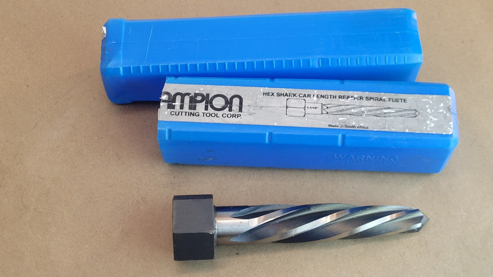 Champion HX 82 1-1/16" Spiral Flute Hex Shank Car Length Reamer