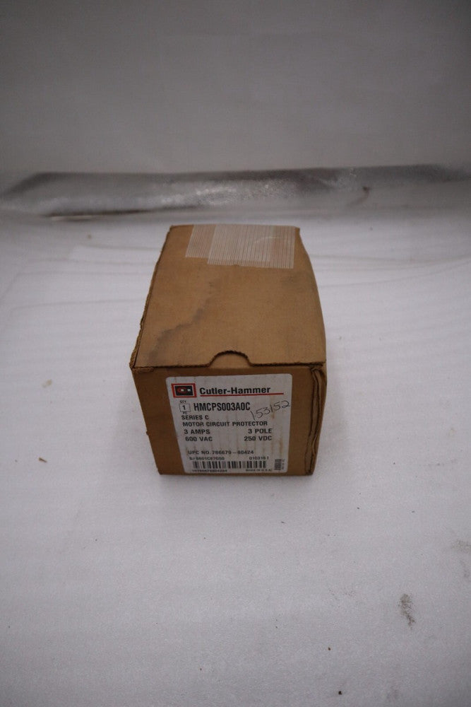 NEW OPEN BOX EATON CUTLER HAMMER HMCPS003A0C 3POLE 600V 3A CIRCUIT BREAKER H1033