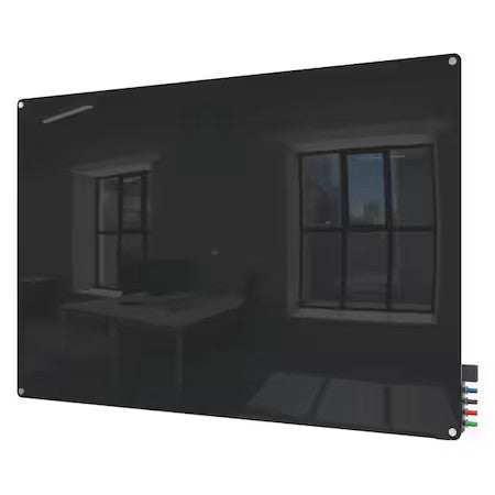 Ghent Hmyrm23bk Dry Erase Board, Glass, 24 In, 36 In, No Frame Frame, Black,