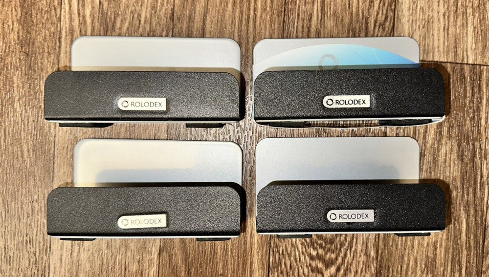 Rolodex Metal Business Card Holder Office Desk Black New X4