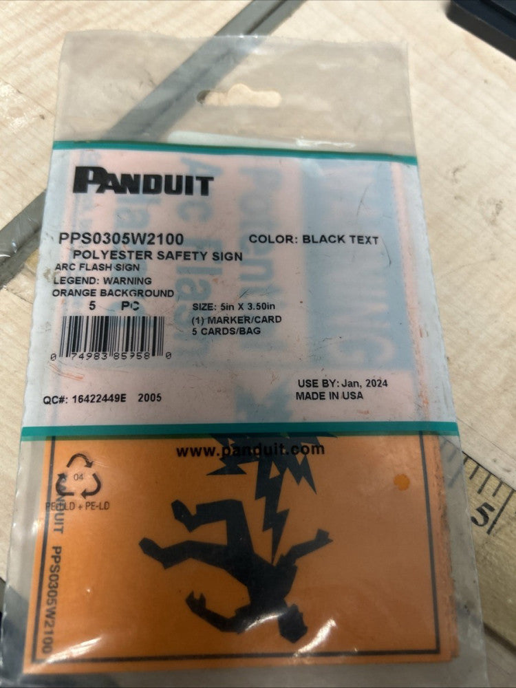 PANDUIT PPS0305W2100 ARC FLASH SIGN MARKERS( PKG OF 5 NSMP )