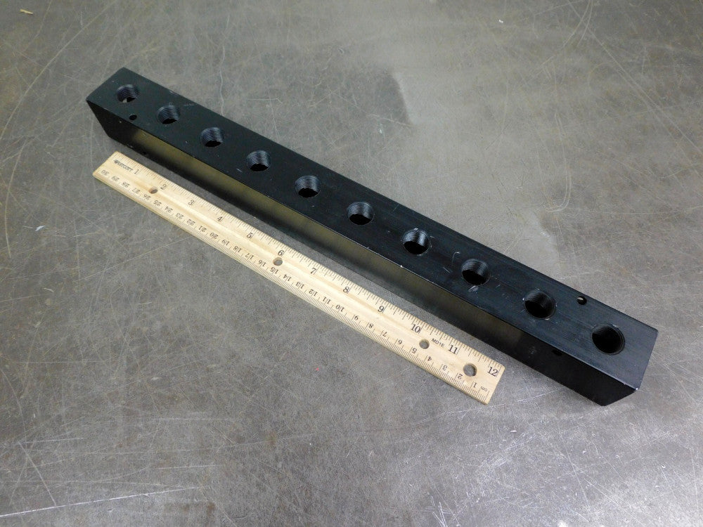 Manifold Aluminum Vacuum Distribution  Header Block 1-1/2x1-1/2x15-1/4- 3/8" npt