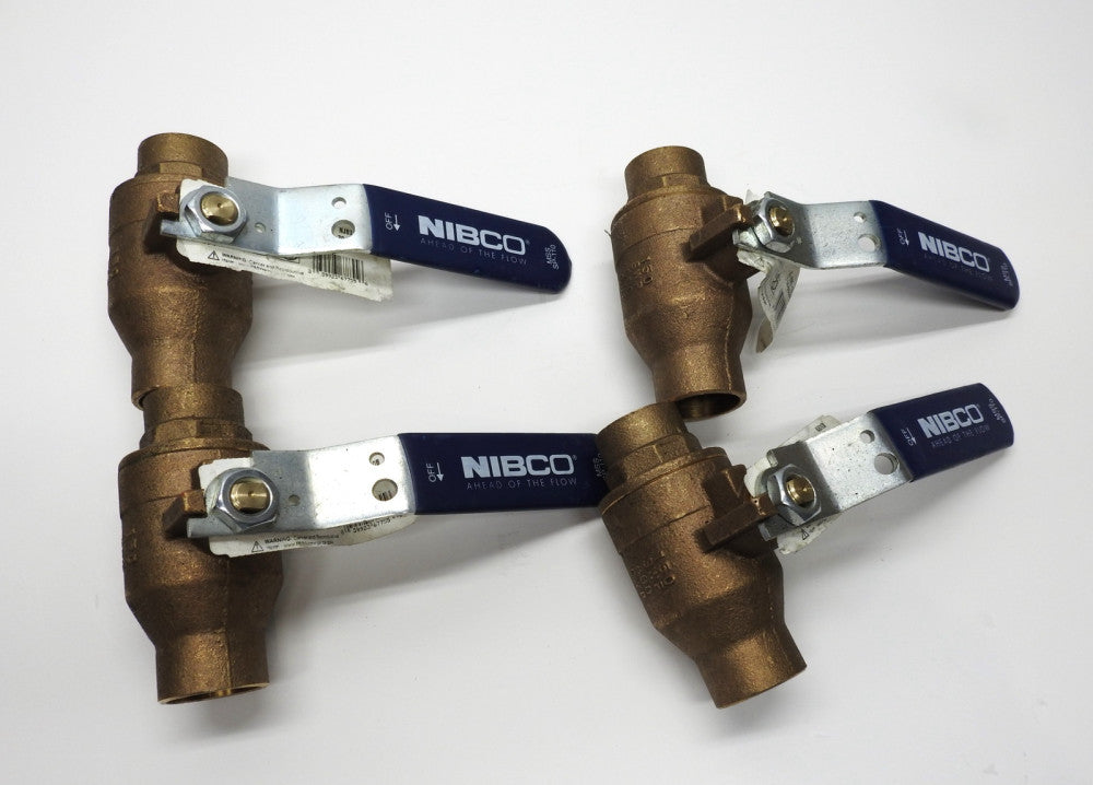 LOT OF 4 - NIBCO 1 1/4" Sweat Solder Full Port Ball Valve S-585-70 NJ8310B NEW