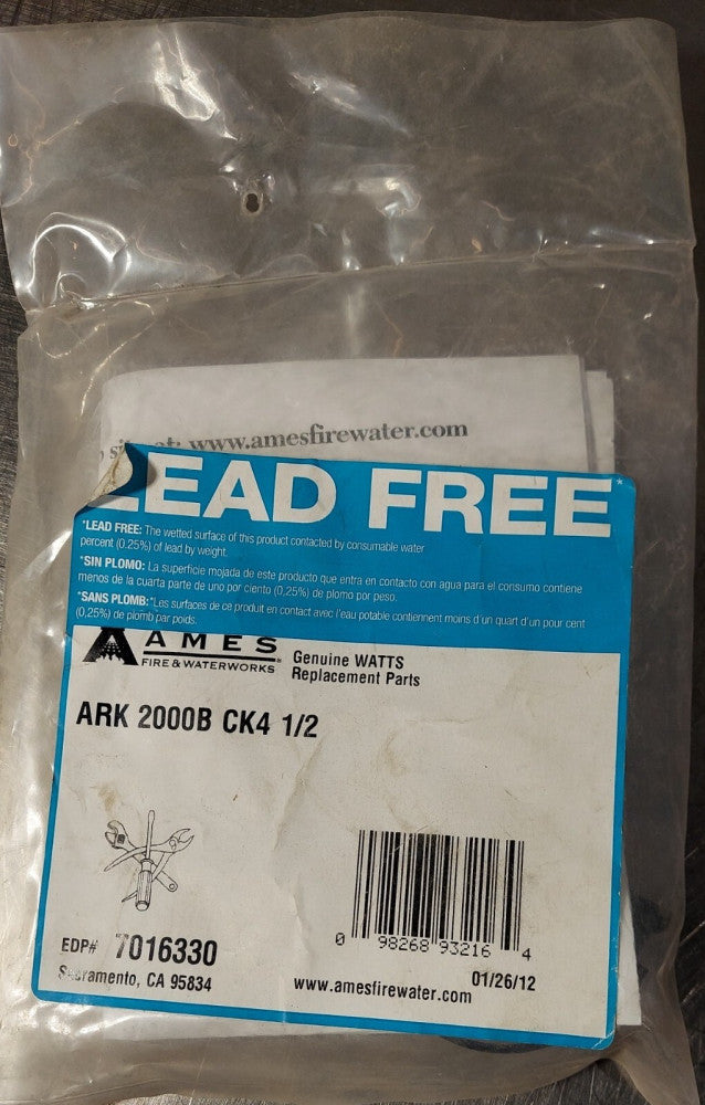 GENUINE - Watts 7016330 ARK 2000B CK4. AMES 1/2" 1st or 2nd Check Kit 