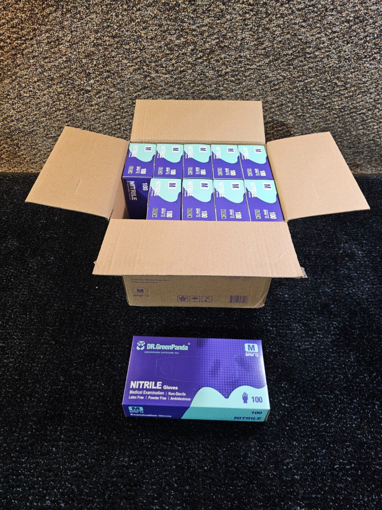 (QTY 1000) Dr.GreenPanda BPNF-12 Nitrile Gloves Medium Size Latex Powder-Free