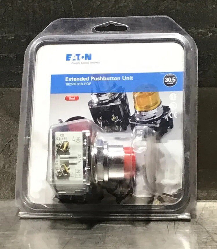 EATON 10250T31R POP RED Extended Pushbutton 10250ED1302-2 STOP Nos Surplus