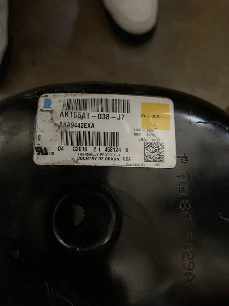 Tecumseh Compressor AKA9442EXA  1/2 HP,  115/1/60 volt, 3/4" RL AK165AT-038-J7