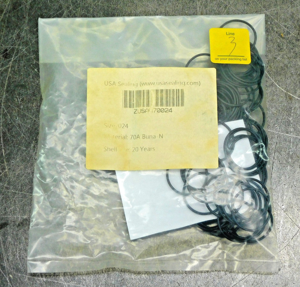 USA Sealing Buna-N 024 Rubber O-Ring 70A Durometer Lot of One-Hundred (100)