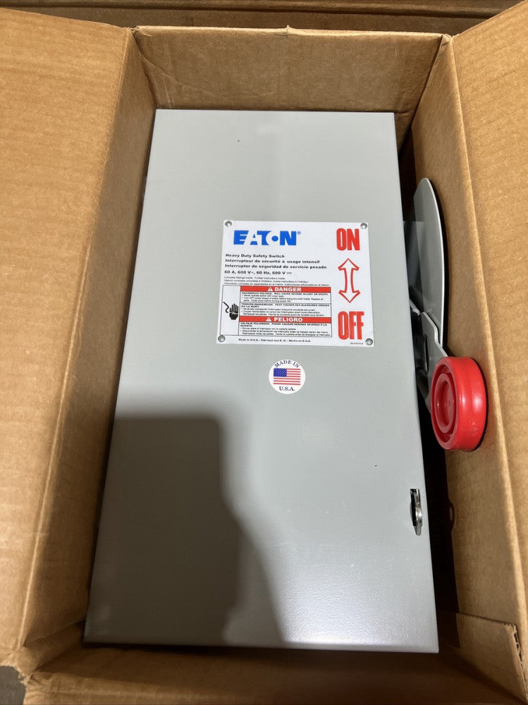 EATON DH262NGK 60 AMP 600V 2P FUSIBLE NEMA 1 DISCONNECT DIS1749 - Nos Surplus