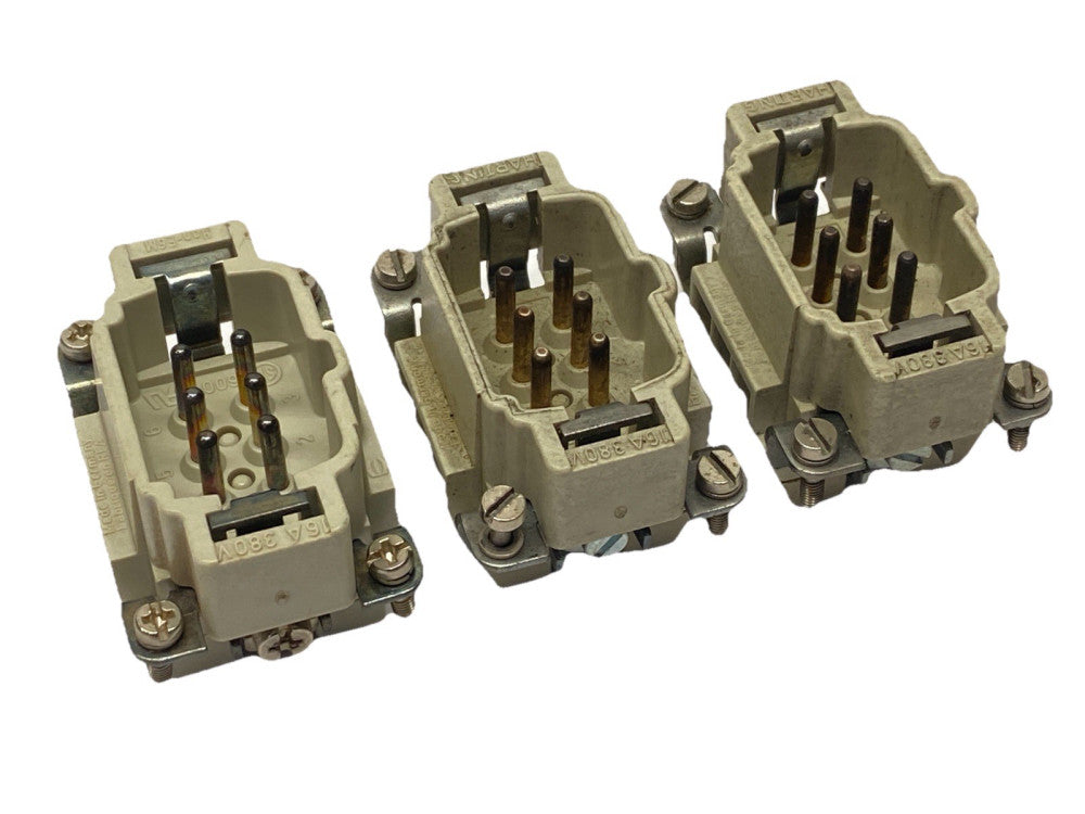 Harting Han 6 ES-M Insert Connector 6-Pin 09330062616 LOT OF 3