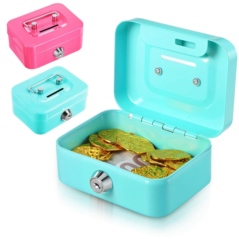 2 Pcs Money Box Cash Box with Lock and Slot, Small Cash Box with Key Lock, Po...