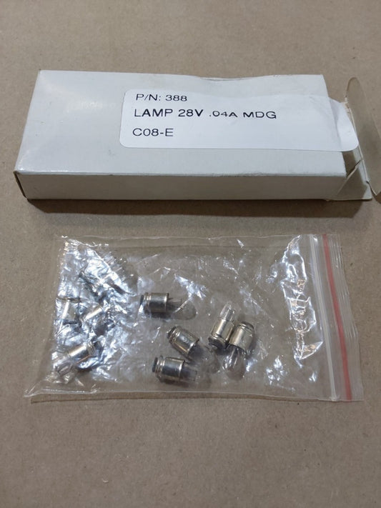 10 Pack Miniature Lamp #388 28V .04A MDG