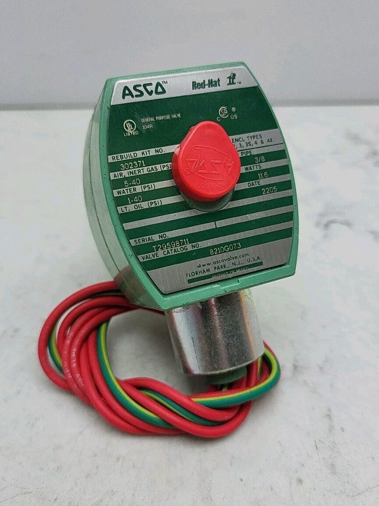 Asco 8210G073 2-Way Brass 3/8" Solenoid Valve Normally Closed 120/60AC