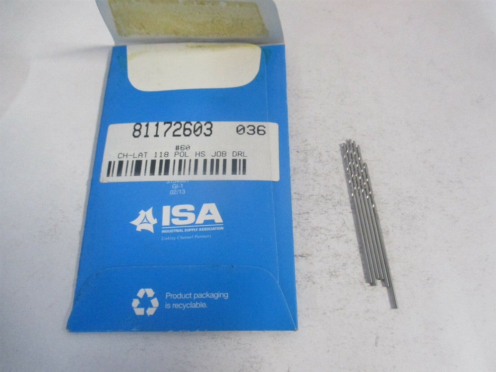 Chicago-Latrobe (44330) #60 11/16" x 1-5/8" 118° HSS Jobber Drill - Pack of 6