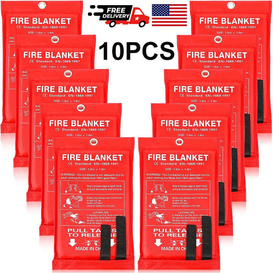 10Pcs Fire Blanket Fireproof For Home Kitchen Office Caravan Emergency 39''x39''