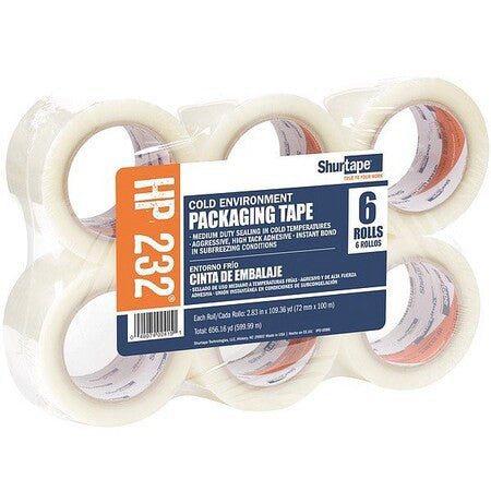 Zoro Select Hp 232 Packaging Tape, 1.9 Mil, Clear, Pk24