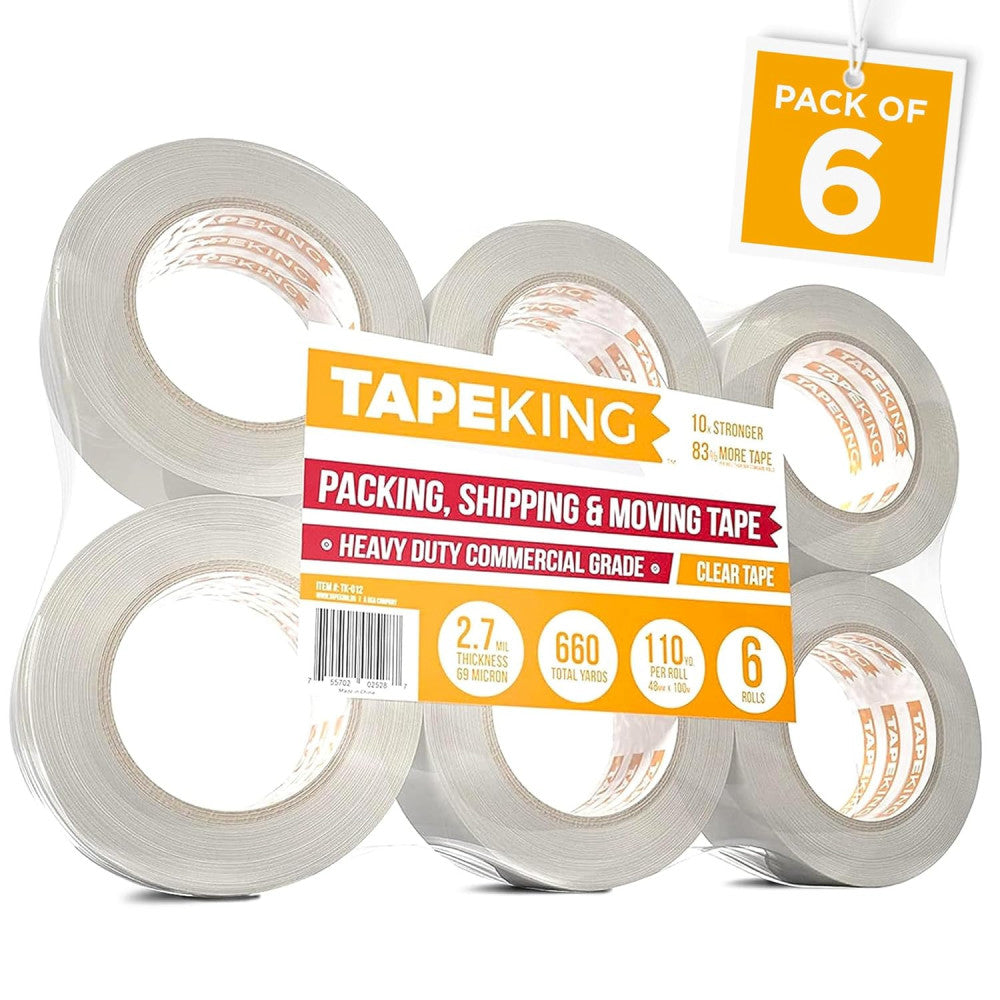 Clear Packing Tape - XL 110 Yards per Roll (6 Rolls) - 1.88 Inch Wide Stronger &