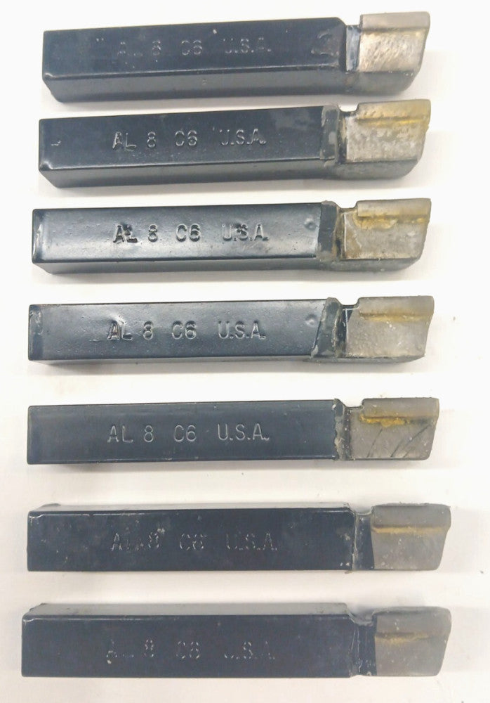 BRAZED TOOL BIT AL 8 GRADE C6 SHANK TIP 1/2 IN OAL 3-1/2 IN.  LOT OF 7