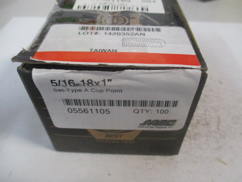(101395P) 5/16-18 UNC 5/32" x 1" OAL Alloy Steel Cup Point Set Screw - Qty 100