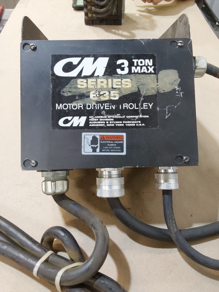 CM 635 Series 9577 Motor Driven Trolley 3TON MAX...CONTROL BOX AND CONTROLLER..