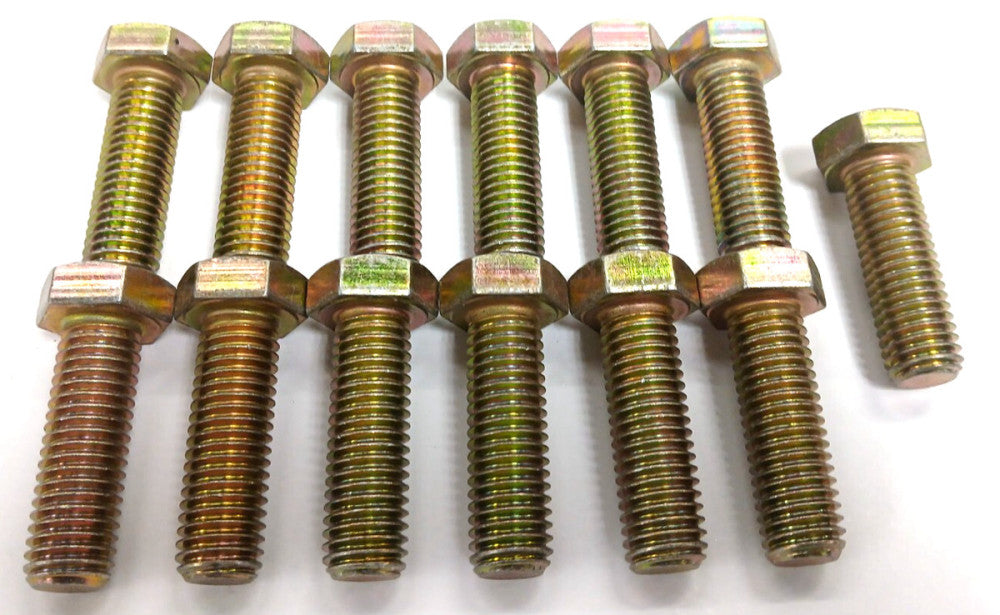 HEX HEAD CAP SCREW 5/8-11 X 2 IN SAE GRADE 8 YELLOW ZINC PLATED STEEL  LOT OF 13