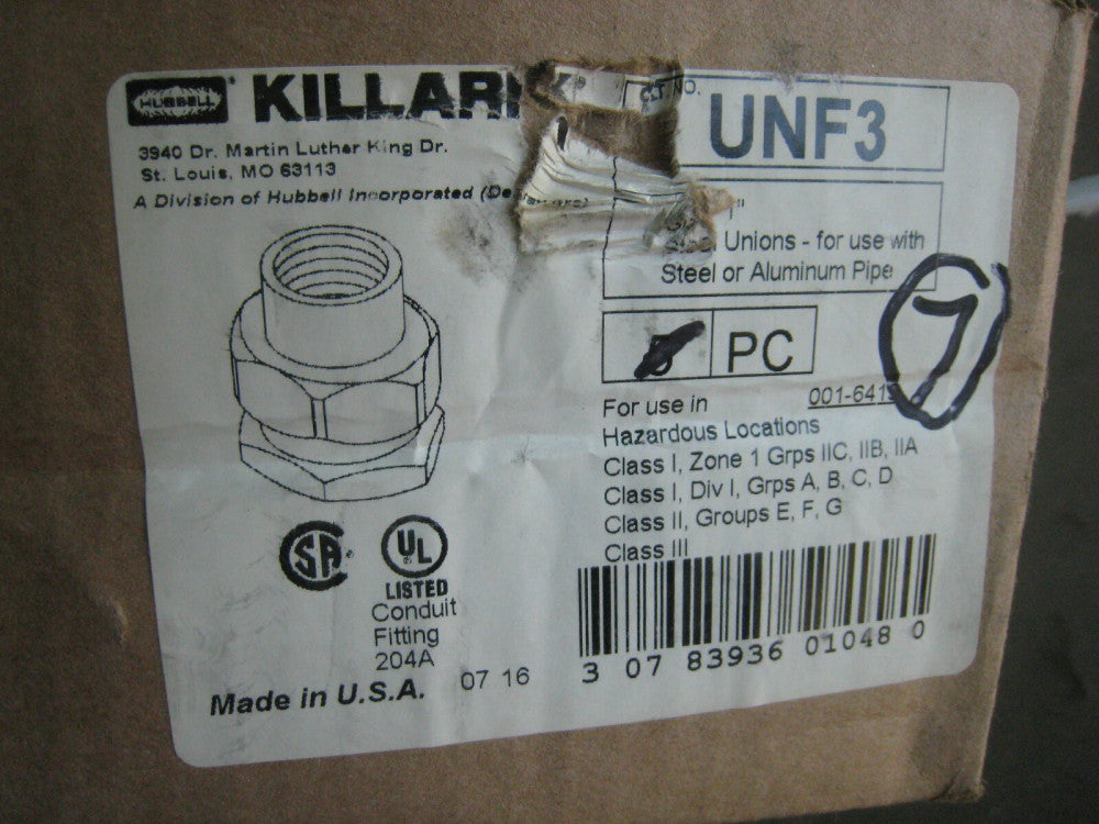 7 yes 7 HUBBELL KILLARK UNF3 Union,Female,1 In Made USA free shipping