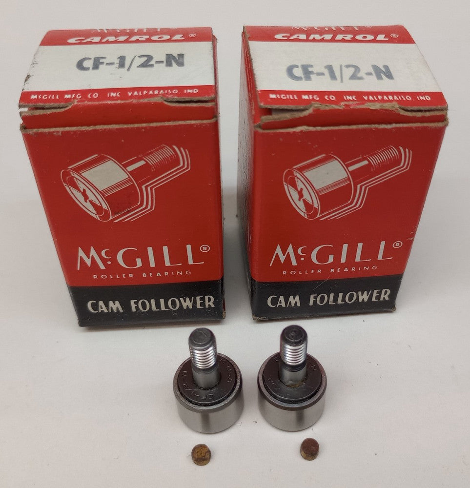 McGill CF-1/2-N Cam Follower 1/2" Roller OD 0.3438 in Roller Width (Pack of 2)