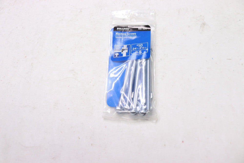 (5-Pk) Bulldog Hardware Slotted Round Head Machine Screw # 10 24 x 2-1/2"