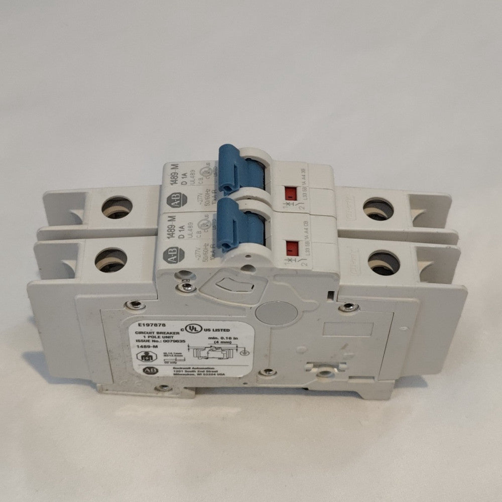 Lot of 2 Allen Bradley 1489-M1D010 Ser D Circuit Breaker 1-Pole 2A 277V