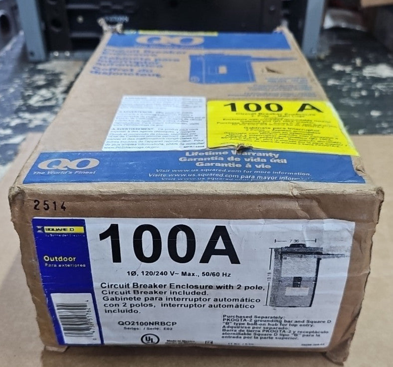 Square D QO2100NRBCP Outdoor Circuit Breaker Enclosure 2-Pole 100A no breaker