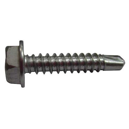 Zoro Select U31860.025.0075 Self-Drilling Screw, 1/4" X 3/4 In, Plain Stainless