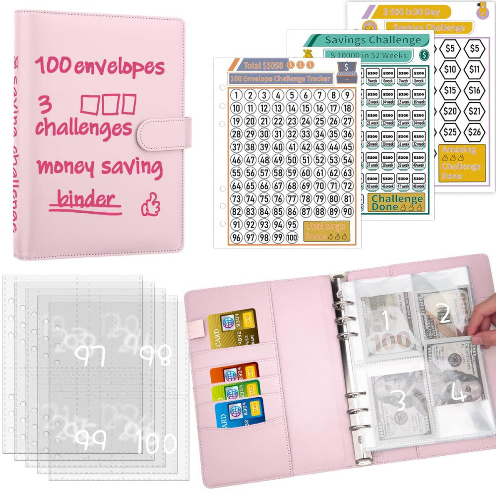 100 Envelopes Money Saving Challenge Binder Savings Challenges Book with Enve...