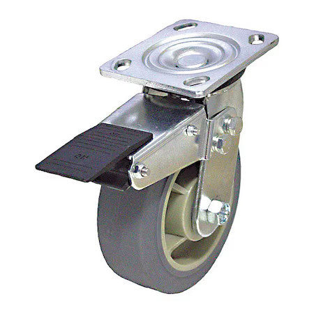 Zoro Select P21s-Prp050r-14-Tb Plate Caster,Swivel,Rubber,6 1/2"H
