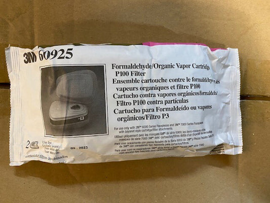 3M™ Formaldehyde Organic Vapor Cartridge/Filter 60925, 2 Per pack, Exp 09/2023