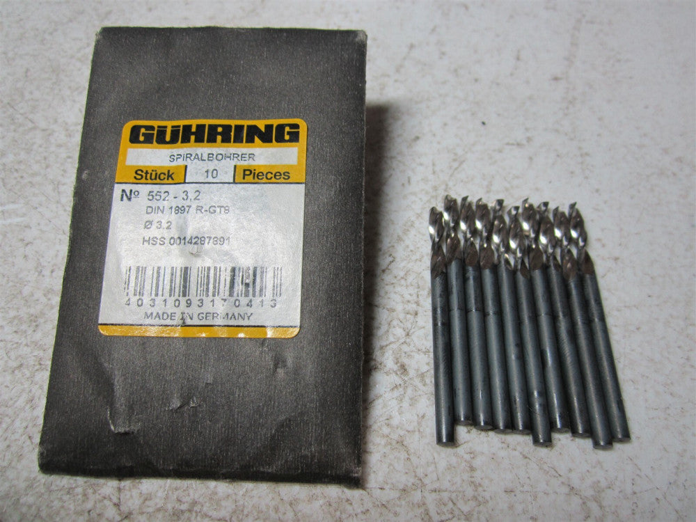 Guhring (4031093170413) 552-3.2 High Speed Steel Drill Bit - Pack of 10