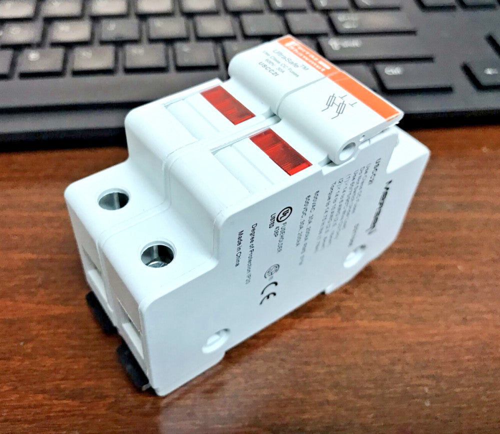 Mersen-Ferraz USCC2I UltraSafe Fuse Holder 30A 2Pole 600VAC/DC for Class CC Fuse