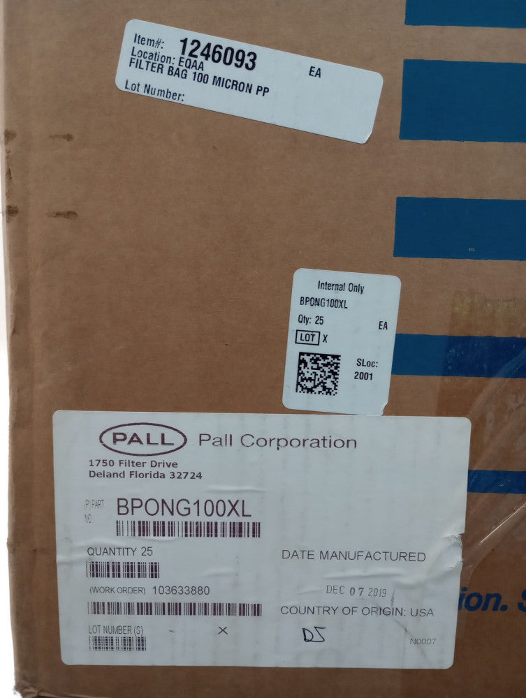 Pall BPONG100XL Filter Bag 100 Micron 9-5/16" Flange OD 32" OAL (Box Of 25)