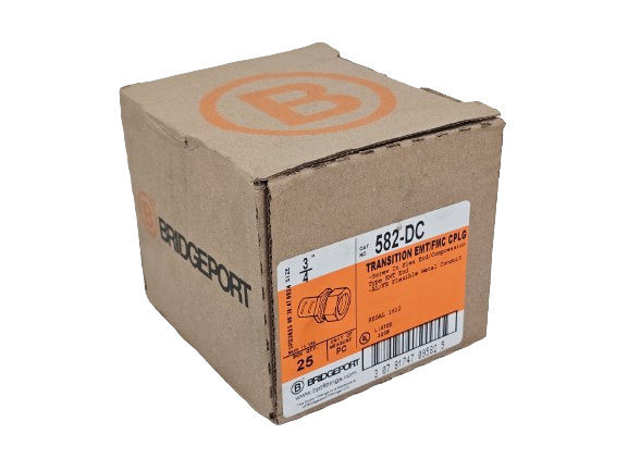 (25) Bridgeport 582-DC 3/4" Transition Compression EMT / Screw-in FMC Coupling