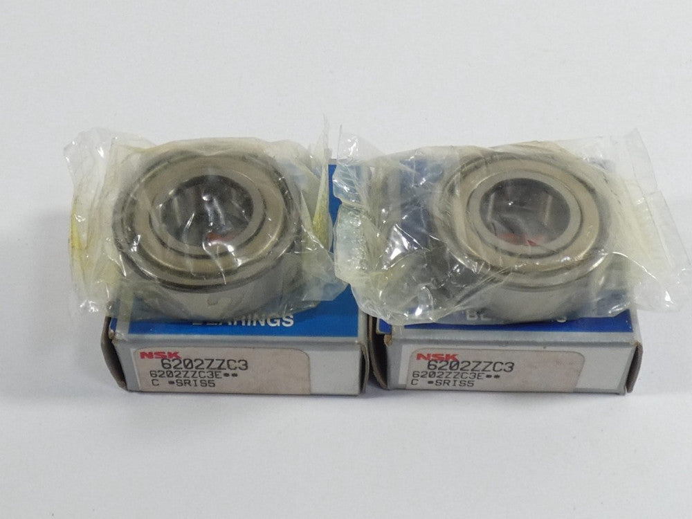 *Lot of 2* NSK 6202ZZC3 Deep Groove Ball Bearing Single Row - NEW Surplus!