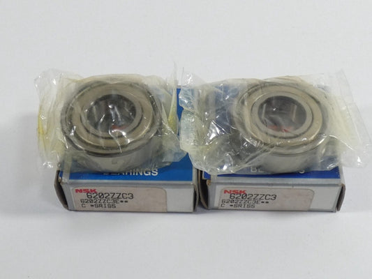 *Lot of 2* NSK 6202ZZC3 Deep Groove Ball Bearing Single Row - NEW Surplus!