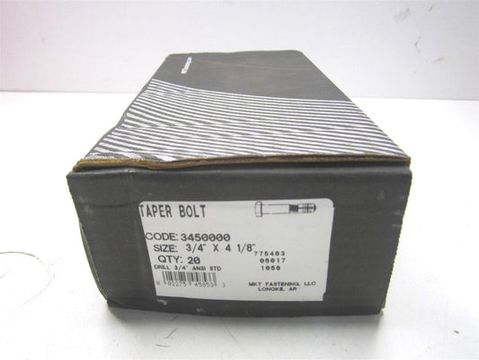 (3450000) 3/4" x 3-3/8" x 4-1/8" OAL Hex Head Taper Bolt Concrete Anchor -Qty 20