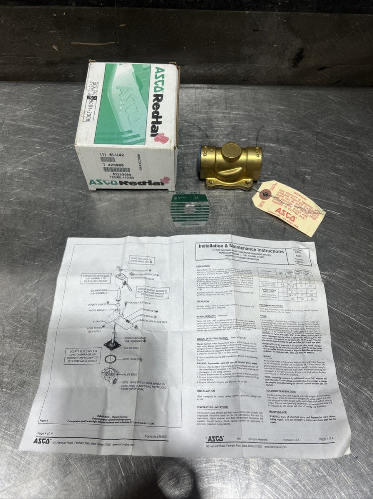 Nos Surplus Asco RedHat 8222G095 Solenoid Valve Body. Partial Box. Body Only!!!!