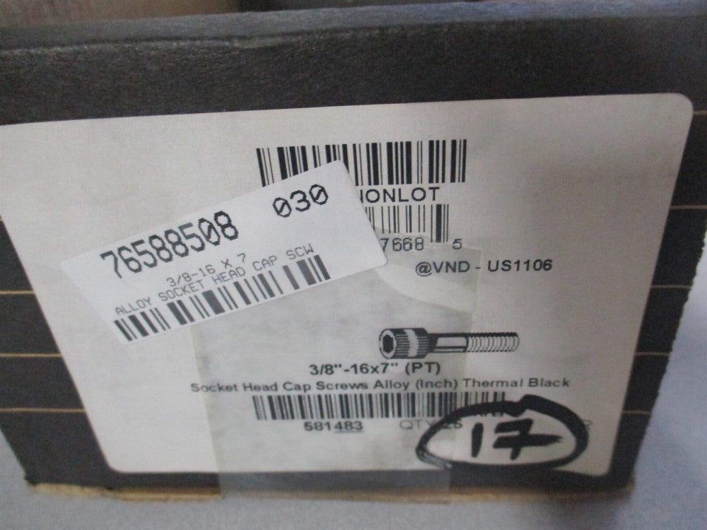 (51783P) 3/8-16 UNC 7" OAL Alloy Steel Black Oxide Hex Socket Cap Screw - Qty 17