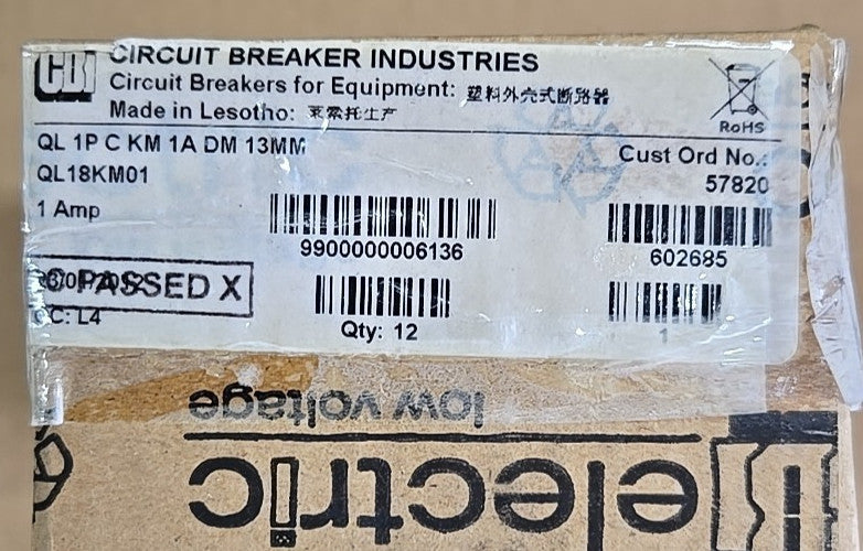 NEW BOX OF 12 CBI Circuit Breaker QL18KM01  low voltage QL-1 (13) 1A DP-3816