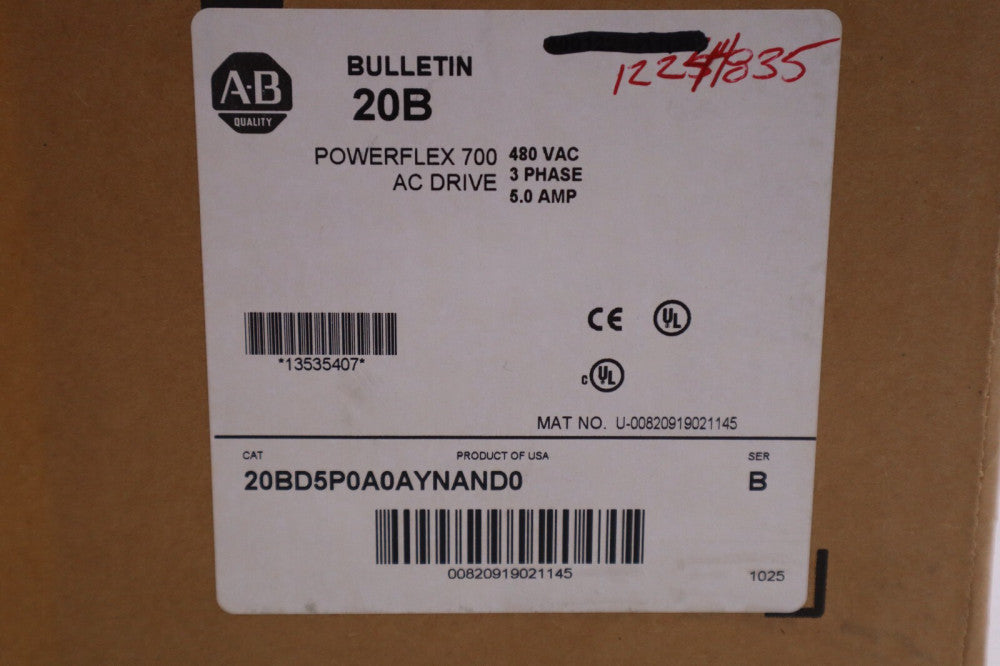 NEW ALLEN BRADLEY POWERFLEX 700 20BD5P0A0AYNAND0 480V 3 HP  #1858A