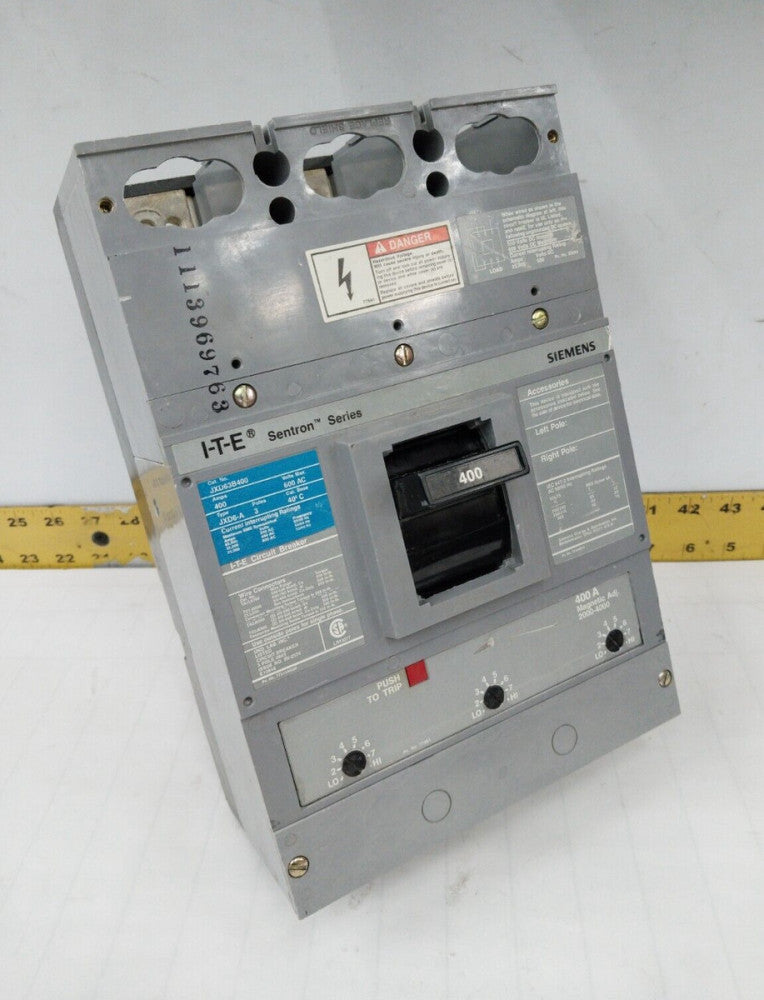 SIEMENS ITE SENTRON 400 AMP CIRCUIT BREAKER 600 VAC 3 POLE  JXD63B400