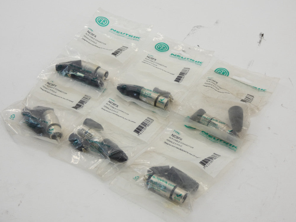 *Lot of 6* Neutrik NC5FX XLR Female Cable Connector 5P - NEW Surplus!
