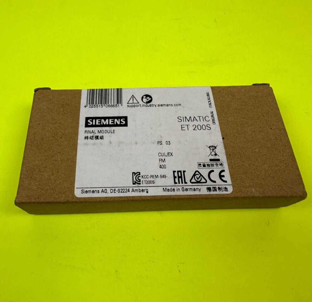 Siemens Simatic ET200S/6ES7 193-4JA00-0AA0 Final Module - New Factory Sealed
